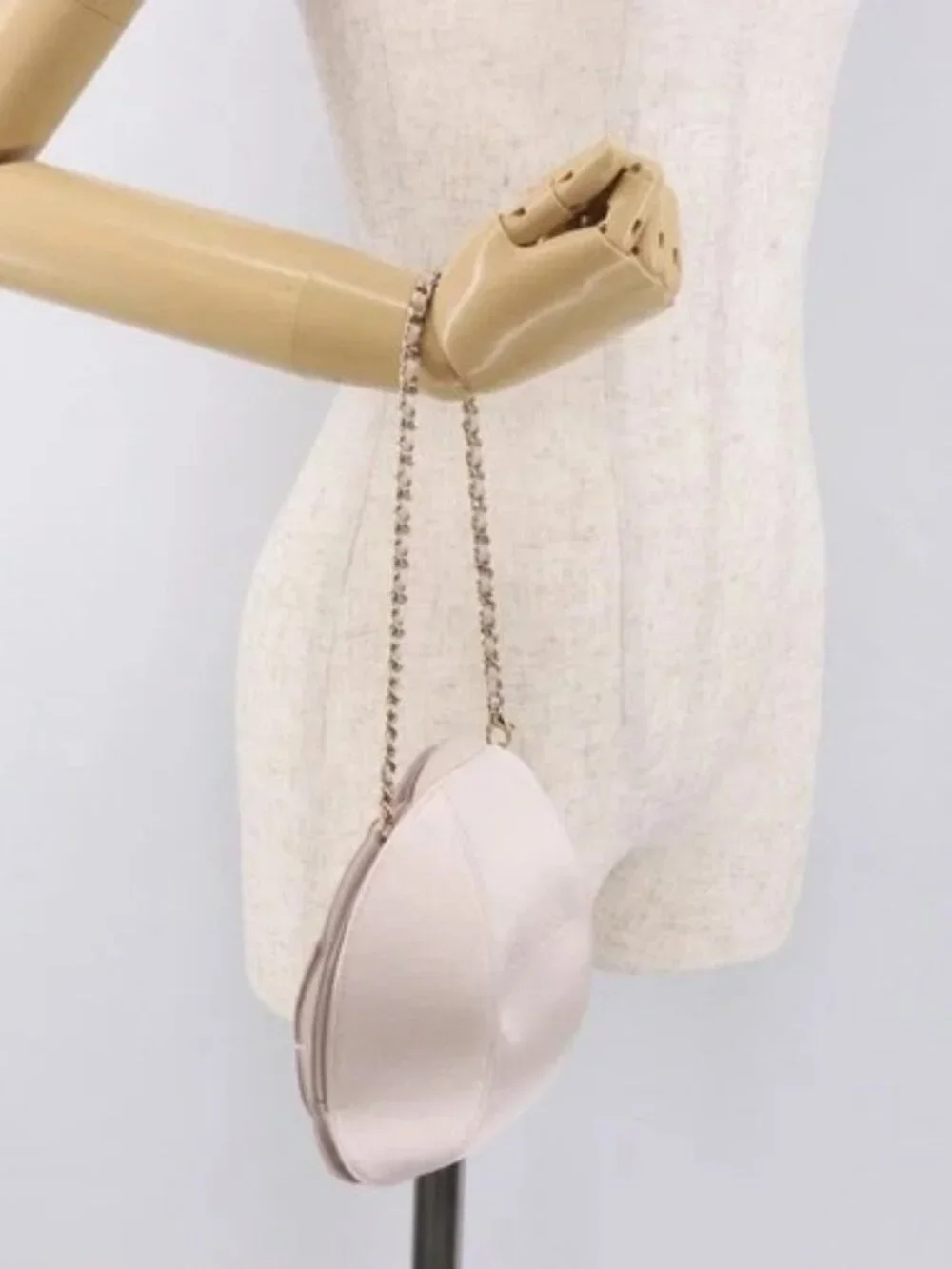 CHANEL Camellia Chain Hand Bag Lamb Skin Pink Gold CC Auth 185386SM